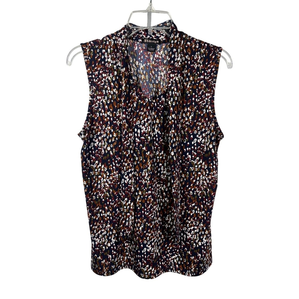 BYdesign Sleeveless Mock Neck Abstract Print Top Women's Size L